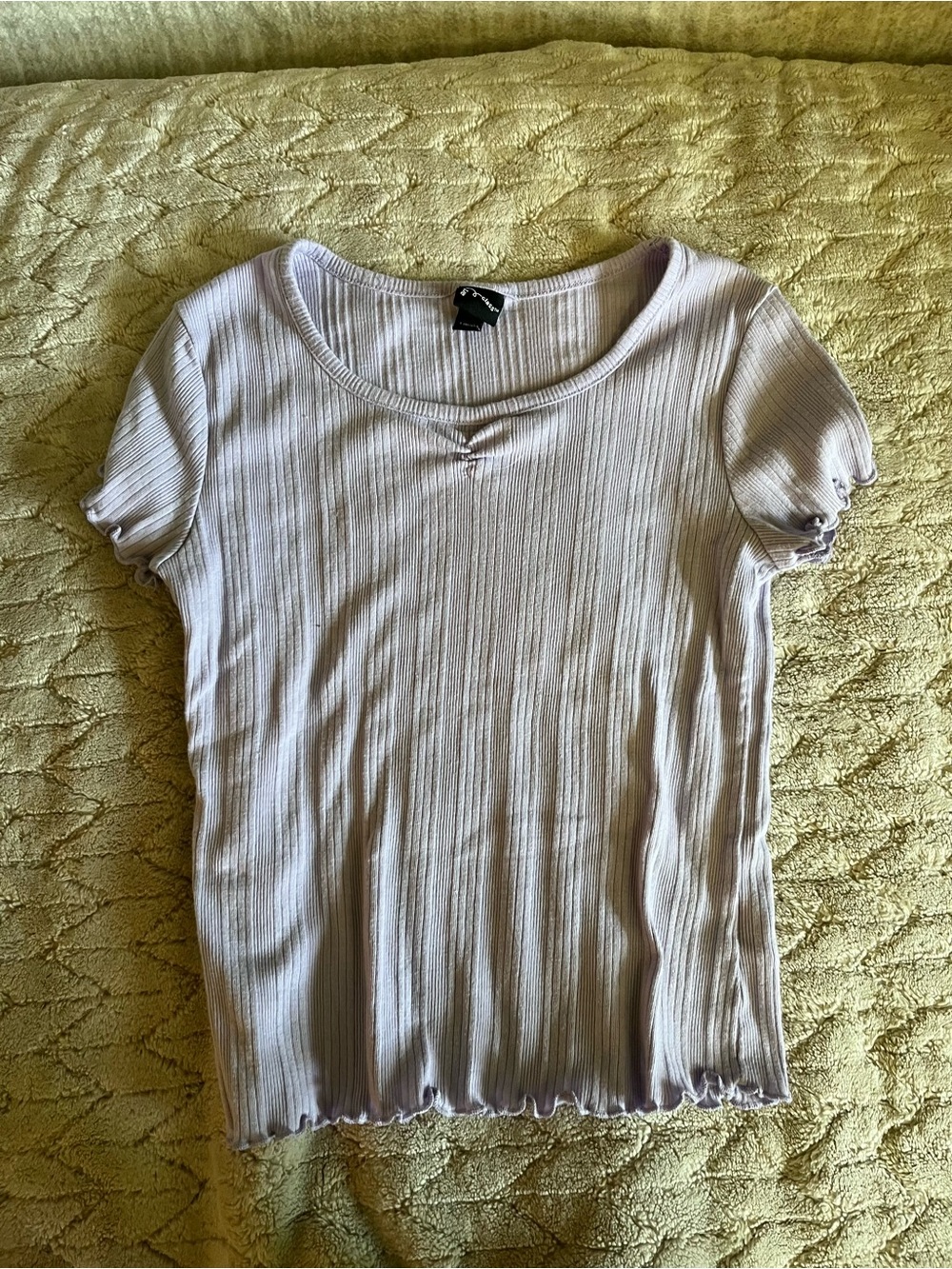 Tan Ribbed Short Sleeve Top